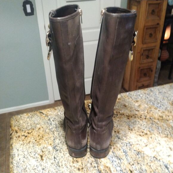 Coach Easton Classic Equestrian Tall Riding Boots Chestnut Brown Leather Size 6B - Picture 9 of 13